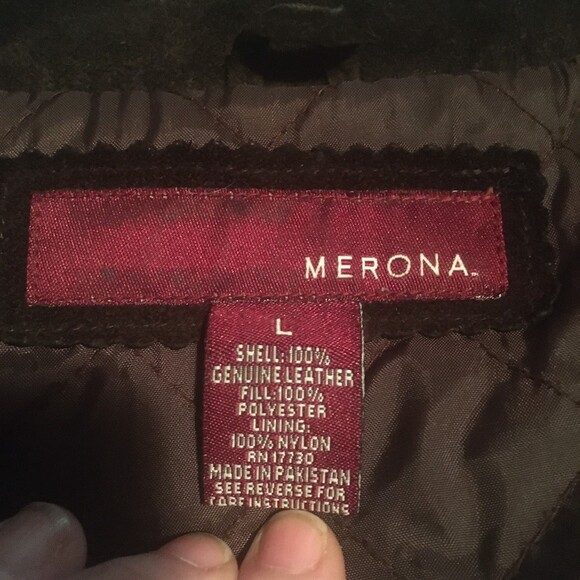 Merona coat Mens Large chocolate brown genuine suede leather lined oversized - Picture 3 of 8
